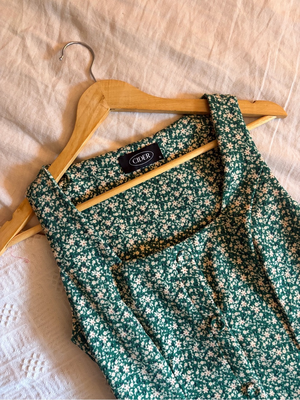 Cider Green Floral Button-Down Dress
